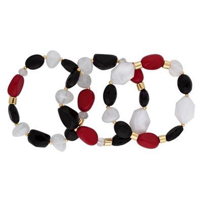 Red chunky stone bracelet set